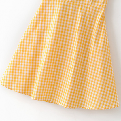2019 Ruffled Suspender Skirt Halter Strap Yellow..