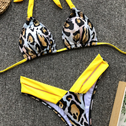 2019 Leopard Print Ladies Bikini Split Swimsuit
