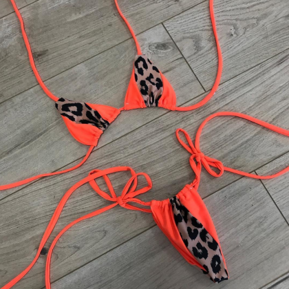 Explosive Models Bikini Leopard Stitching Triangle..