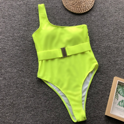 2019 Explosion Style One-piece Swimsuit Solid..