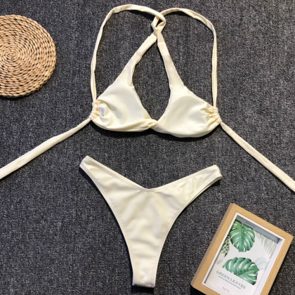 2019 Straps Bikini Ladies Split Swimsuit Solid..