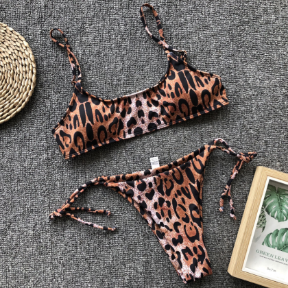 2019 Leopard Split Bikini Women's..
