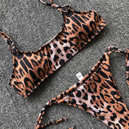 2019 Leopard Split Bikini Women's..