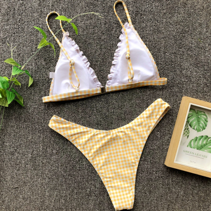 2019 Bikini Swimsuit Ladies Sexy Plaid Swimsuit on Luulla