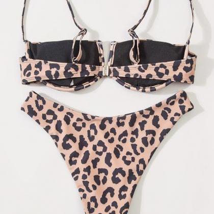 Bikini Swimsuit Bikini Digital Print Sexy Leopard..