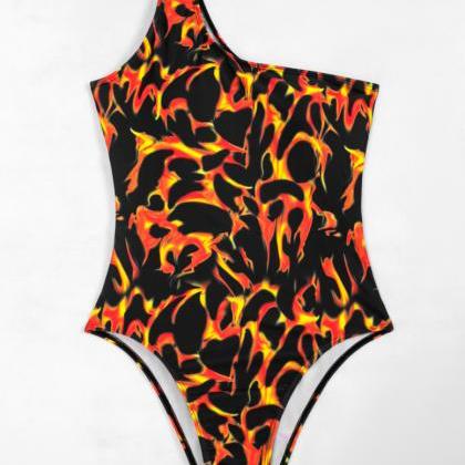 Swimsuit Bikini One-shoulder Sexy Leopard Print..