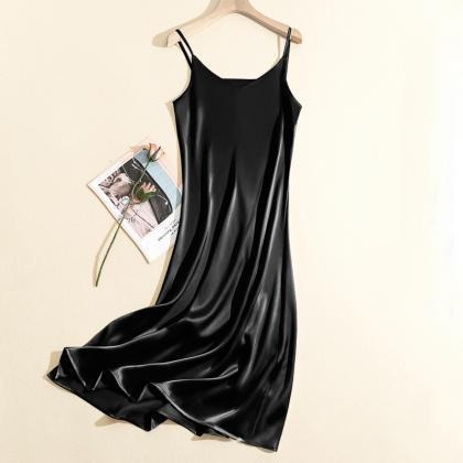 Sling Dress Women Are Thinner With Silky Skirt..