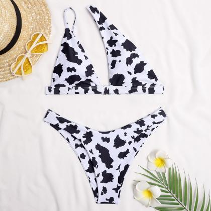 Bikini Cow Pattern Print Ladies Split Swimsuit..