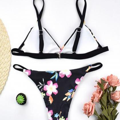 Floral Swimsuit Ladies Sexy Printed High-cut..