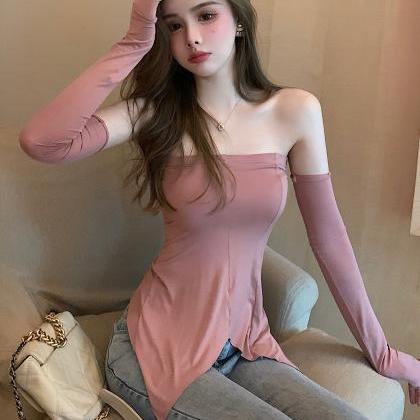 Summer Sexy Wrapped Chest Long Sleeve T-shirt..