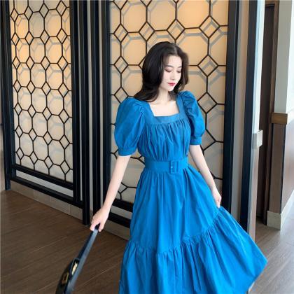 Summer Royal Blue Long Skirt Ankle Fairy Dress