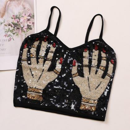Style Sexy Embroidered Sequined Magic Hand For..