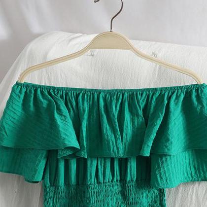 All-match Solid Color Waist Big Hem Long Skirt..