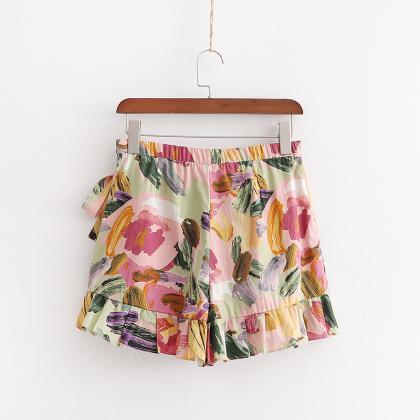 Knot Print Short Skirt