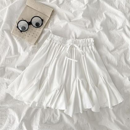 White Thin Fluffy A-line Skirt..