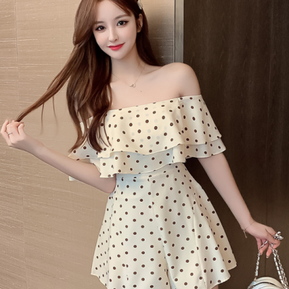 Summer Product Sweet Temperament One Word Shoulder..