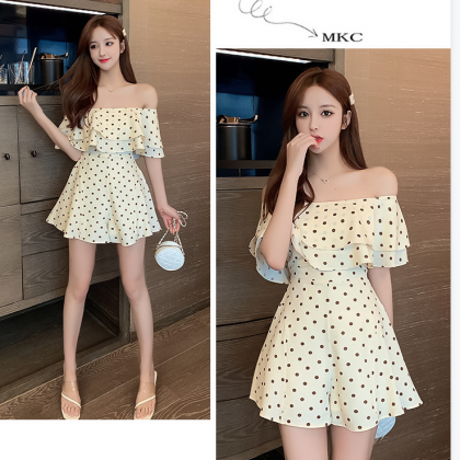 Summer Product Sweet Temperament One Word Shoulder..