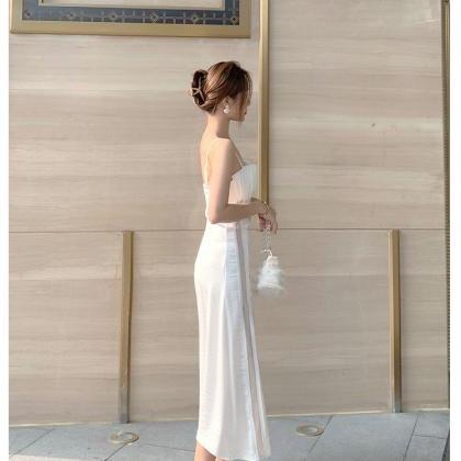Shell Suspender Skirt Pearl Satin Lace Stitching..