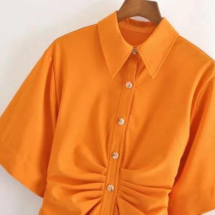 Pleated Dress Orange