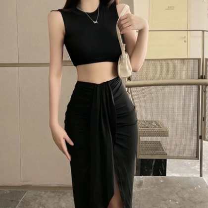 Sexy two piece short sleeveless ves..