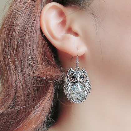Owl Animal Color Shell Earrings Female Personality..