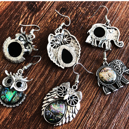 Owl Animal Color Shell Earrings Female Personality..