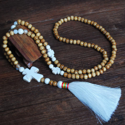 Handmade Wooden Beads Ethnic Style Sweater Chain..