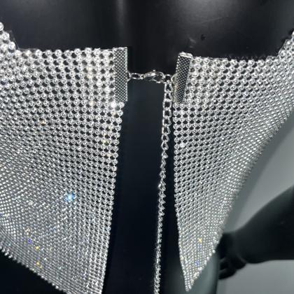 Full Diamond Metal Sling Vest Sexy Nightclub Back..