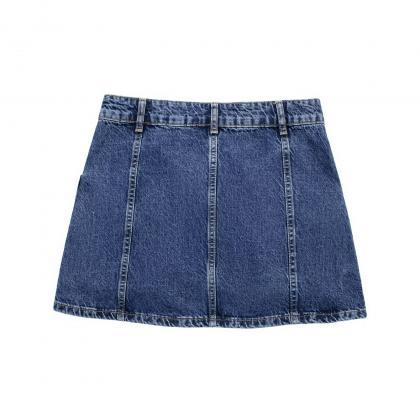 Mini High Waist Denim Skirt Personalized Street..