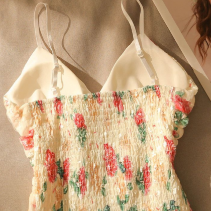 French Floral Suspender Vest For Women To Wear On..