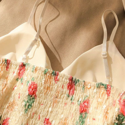 French Floral Suspender Vest For Women To Wear On..