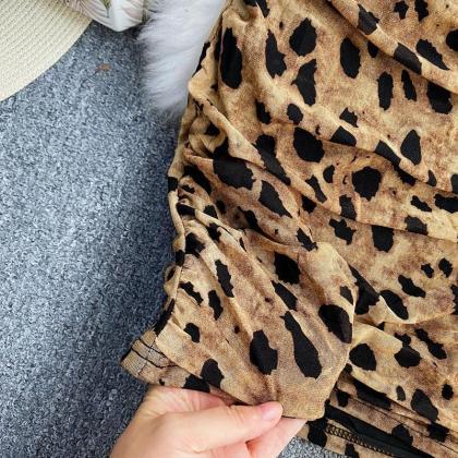 Sexy Short Leopard Stripe Backpack Hip Dres