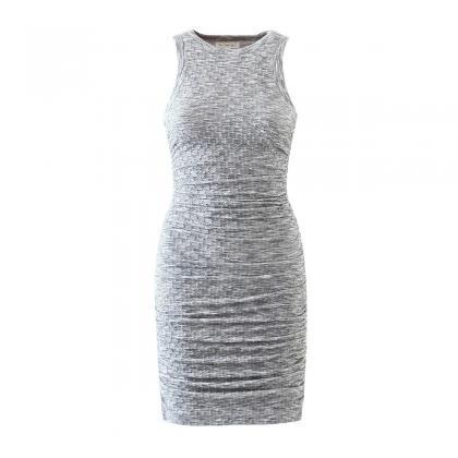 Round Neck Sleeveless Buttocks Wrapped Dress For..