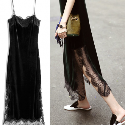 Velvet Lace Suspender Dress