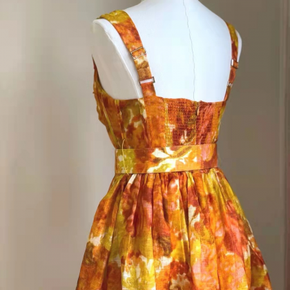 Summer Tangerine Suspender Sleeveless Bra Print..