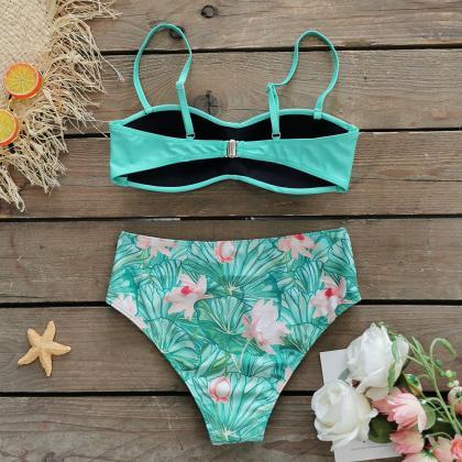 High Waist Swimsuit With Suspenders