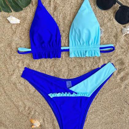 Lace-up Swimsuit Color Matching Swimsuit Women..