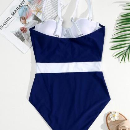 One-piece Swimsuit Color Sports Style Gathering..