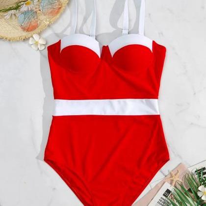 One-piece Swimsuit Color Sports Style Gathering..