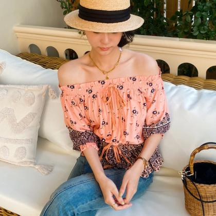 Summer Vacation Style Floral Print Little Top Boho..