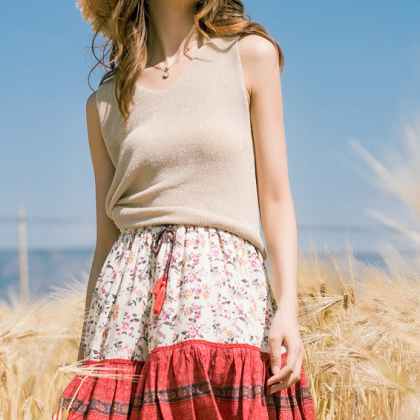 Summer Fashion Casual Floral Skirt Slimming Peplum..