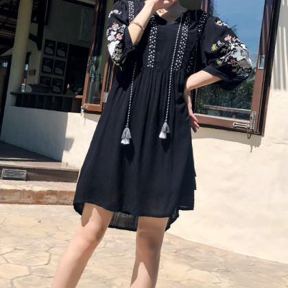 Embroidered Dress Holiday Skirt Casual Little..