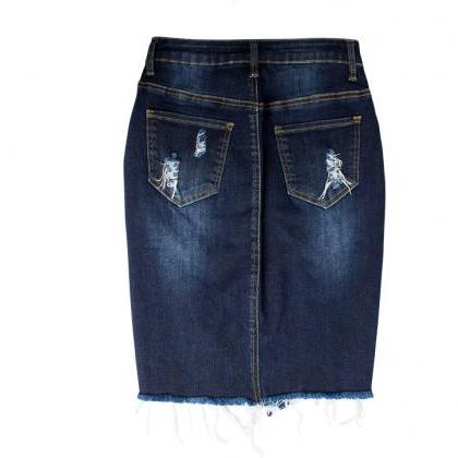 Slim-fit Denim Skirt With Hip Wrap Is Sexy And..