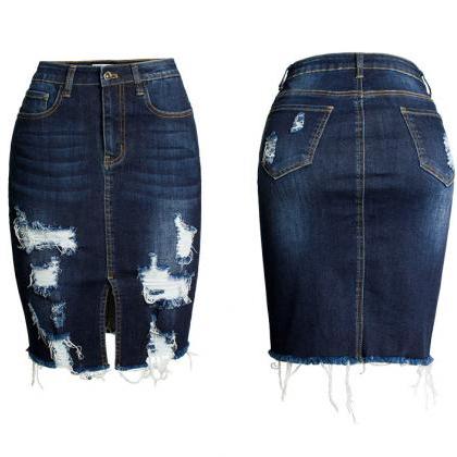 Slim-fit Denim Skirt With Hip Wrap Is Sexy And..