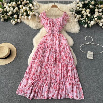 Floral Small Flying Sleeve Dress Female Summer..