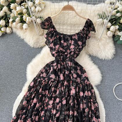 Floral Small Flying Sleeve Dress Female Summer..