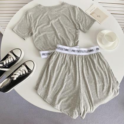 Casual All-in-one Wide Leg Short Skirt + Letter..