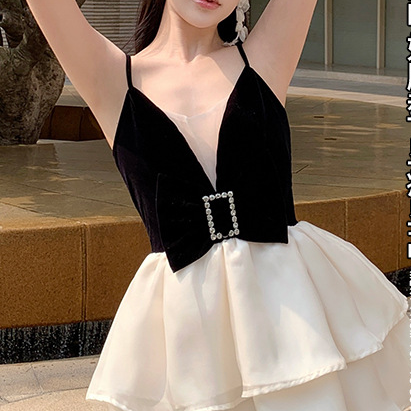 Velvet Strap Dress 2023 Bow Skirt Ballet Style To..