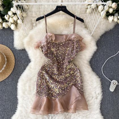 Glitter Halter Dress Women's Summer..