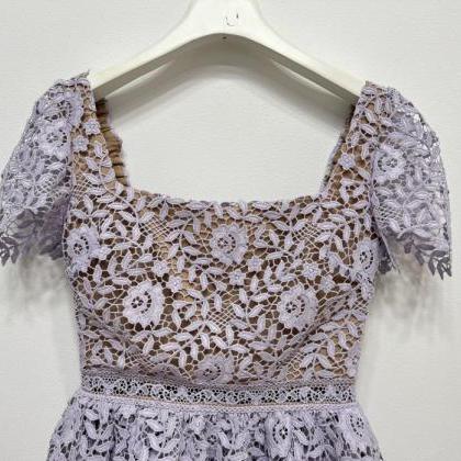 Sexy Square Neck Backless Water-soluble Lace..